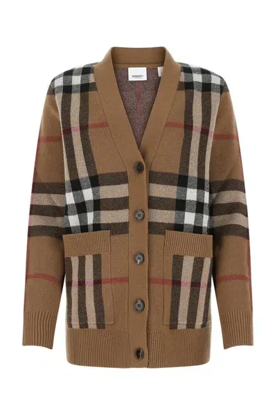 Burberry Checked Knitted Cardigan In Multi