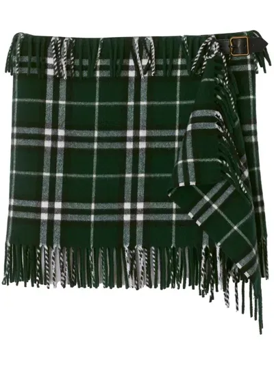 Burberry Checked Mini Skirt In Green