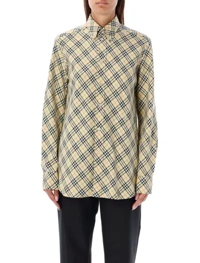 Burberry Checked Oversized Shirt In Neutrals