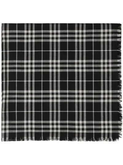 Burberry Checkered Cashmere-blend Scarf In Schwarz