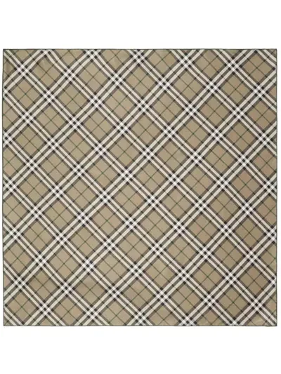 Burberry Checkered Silk Scarf In Neutrals