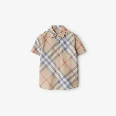 Burberry Kids'  Childrens Check Cotton Shirt In Pale Stone