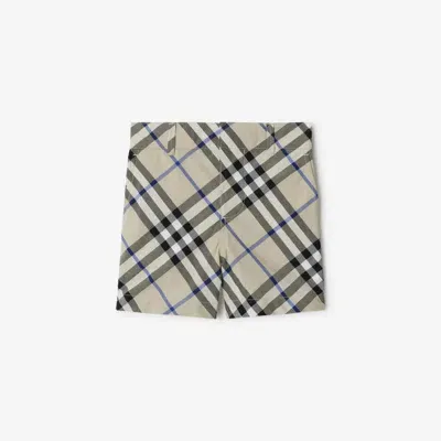 Burberry Kids'  Childrens Check Cotton Shorts In Lichen