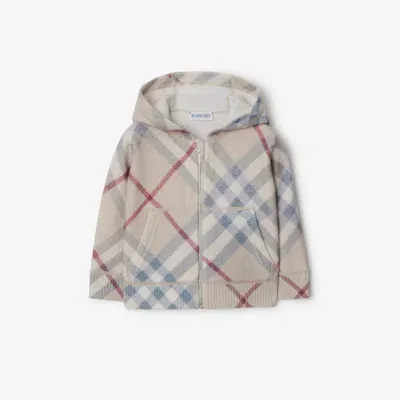 Burberry Kids'  Childrens Check Wool Zip Hoodie In Pale Stone