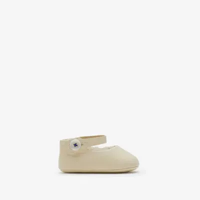 Burberry Childrens Leather Mary Jane Flats In Cream