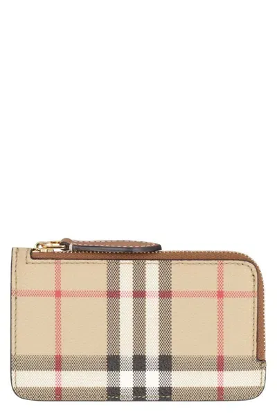 Burberry Coated Canvas Card Holder In Beige