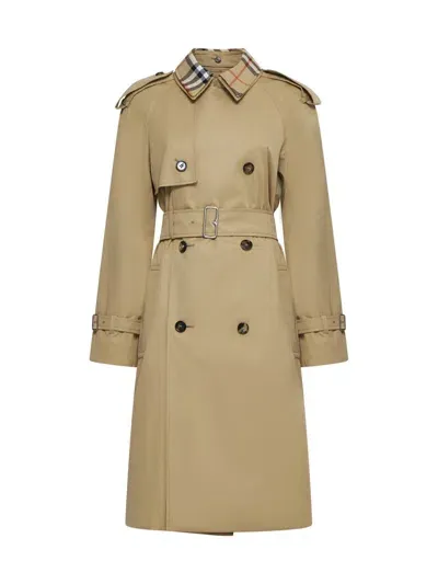 Burberry Coats In Flax