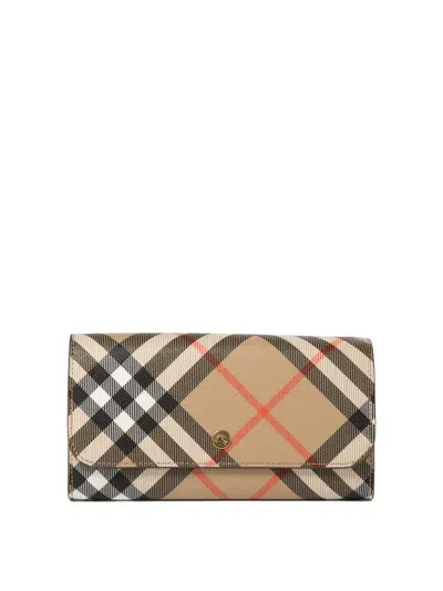 Burberry Continental Check Wallet In Beige