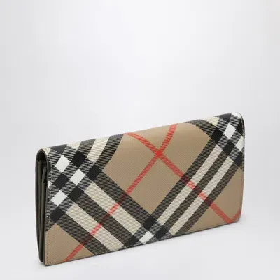 Burberry Continental Large Wallet In Check In Beige