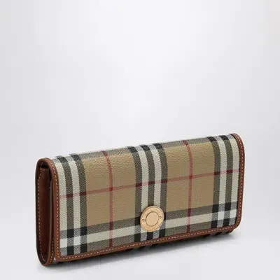 Burberry Continental Wallet Check Pattern In Beige