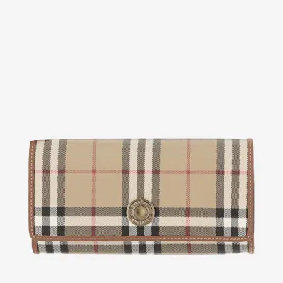 Burberry Continental Wallet With Check Pattern In Red