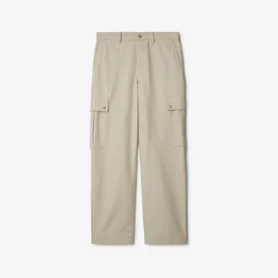 Burberry Cotton Blend Cargo Trousers In Neutrals