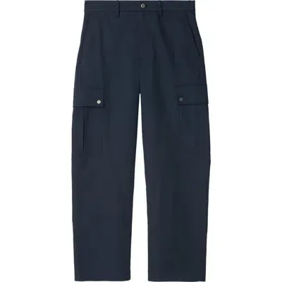 Burberry Cotton Blend Cargo Trousers In Blue