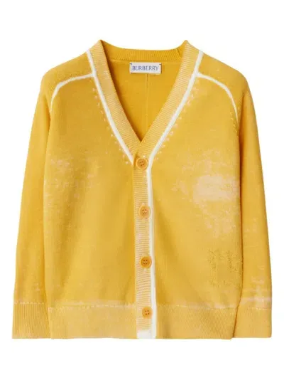 Burberry Babies' Cotton Cardigan In Yellow