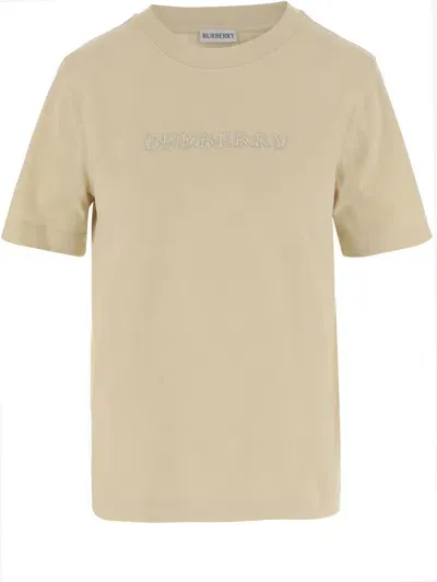 Burberry Cotton T-shirt With Logo In Candle