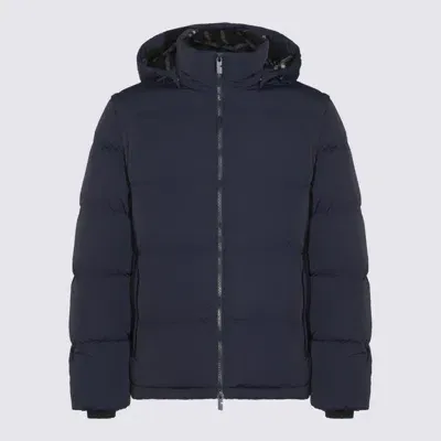 Burberry Dark Blue Down Jacket In Navy