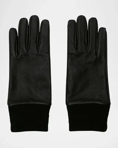 Burberry Deer Leather Gloves In Black