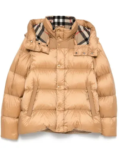 Burberry Detachable-sleeves Padded Jacket In Brown