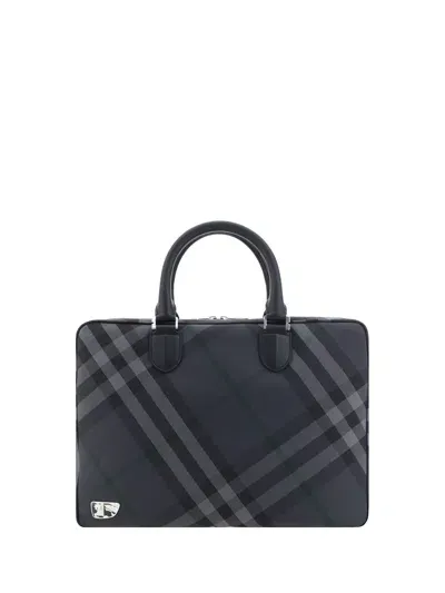 Burberry Man  Man Grey Briefcases In Multicolor