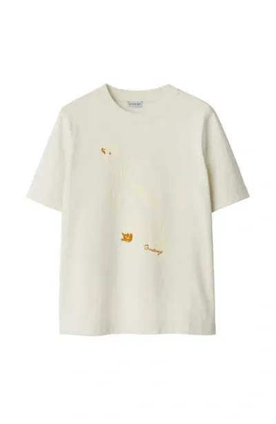 Burberry Duck Cotton T-shirt In Chalk