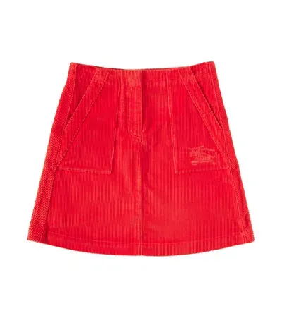 Burberry Kids' Ekd Cotton Corduroy Skirt In Orange