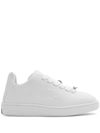 Burberry Ekd Logo Leather Sneakers In White