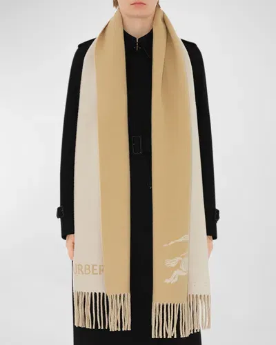 Burberry Ekd Logo Tonal Cashmere Scarf In Soap