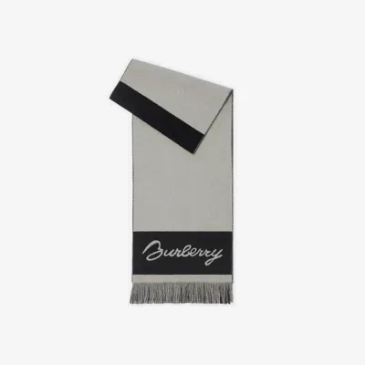 Burberry Ekd Logo Wool Scarf In Plaster