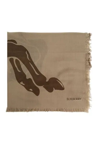 Burberry Ekd Motif Frayed In Brown