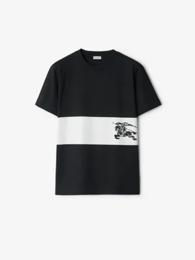 Burberry Ekd Stripe Cotton T-shirt In Black