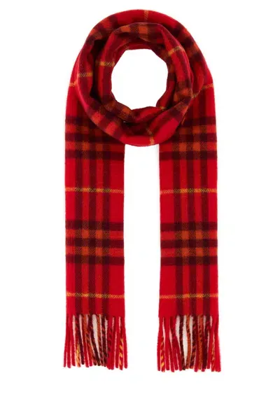 Burberry Embroidered Cashmere Scarf In Currant