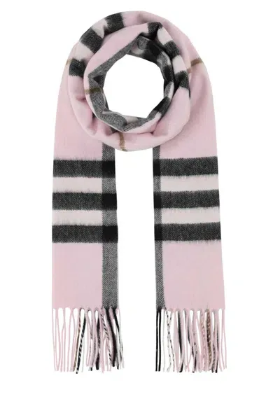 Burberry Embroidered Cashmere Scarf In Pale Cand Pink