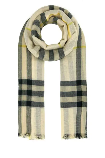 Burberry Embroidered Wool Scarf In Candle