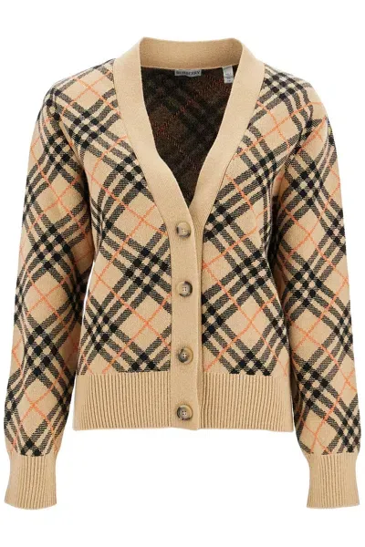 Burberry Ered Cashmere Boxy Cardigan With In Multicolor