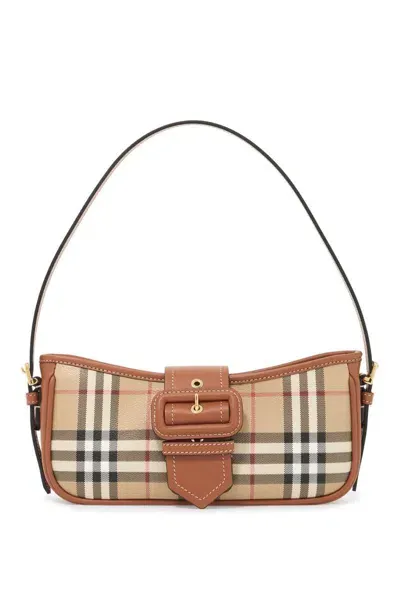 Burberry Ered  Checkered Shoulder Bag In Beige