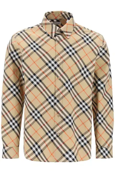 Burberry Ered Cotton Long-sleeved Shirt In Multicolor