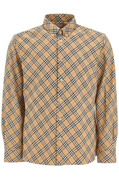 Burberry Ered Cotton Shirt In Brown