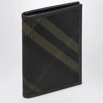 Burberry Folding Card Case With Check Pattern In Black