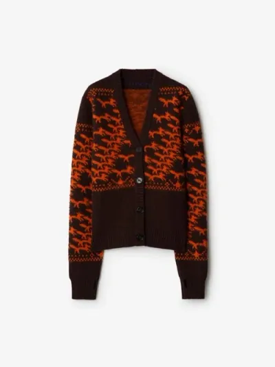 Burberry Fox Wool Cardigan In Snug/orange