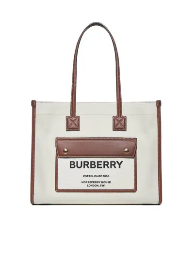 Burberry Freya Small Tote Bag In Cream