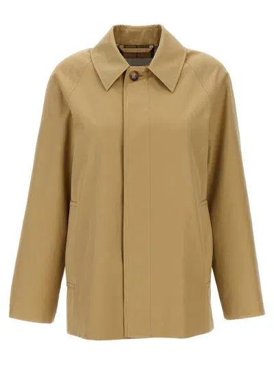 Burberry Gabardine Short Trench Coat In Cream