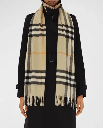 Burberry Giant Check Cashmere Scarf In Light Sage