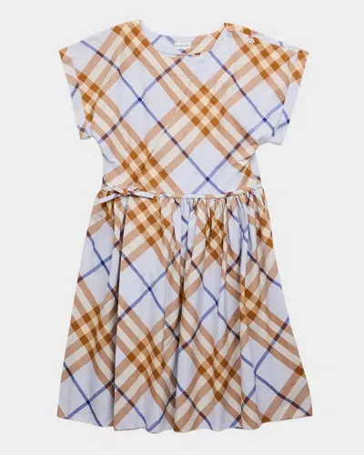 Burberry Kids' Slate Blue Ip Check Anorra Check-print Cotton-poplin 6-14 Y