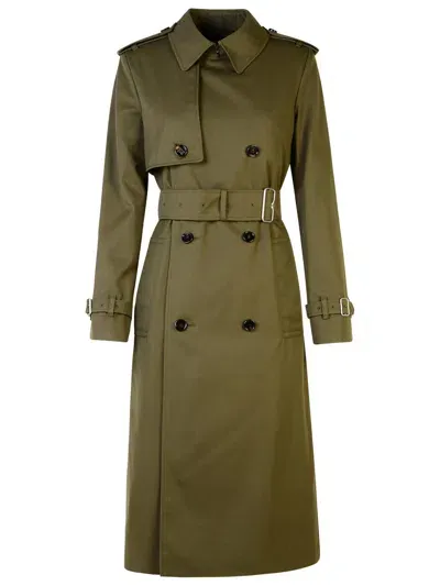 Burberry Green Cotton Blend Trench Coat In Brown