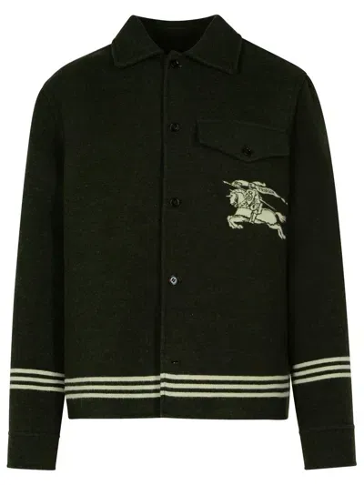 Burberry Green Wool Jacket In Black