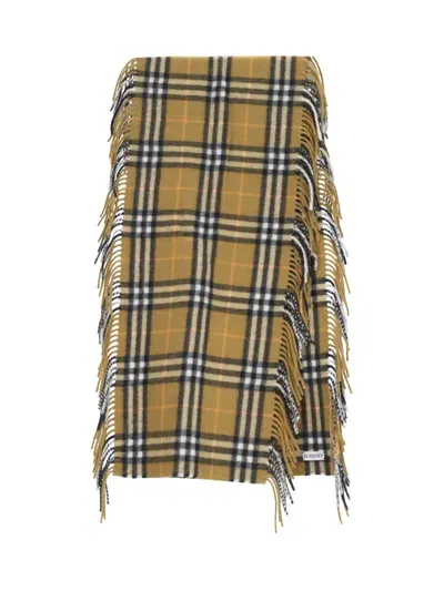 Burberry 'happy' Fringed Scarf In Beige