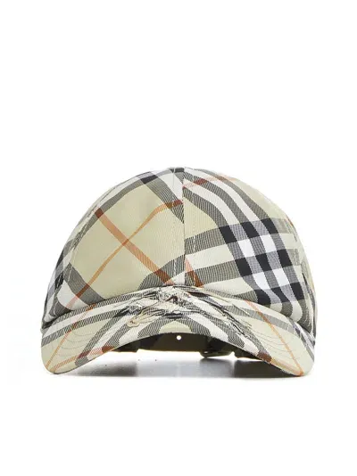 Burberry Hat In Light Sage Ip Check