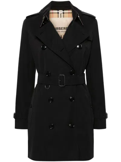 Burberry Double-breasted Mid-length Trench Coat In Black