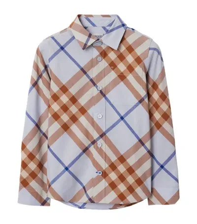 Burberry Kids' Boy's Owen Check-print Button Down Shirt In Slate Blue