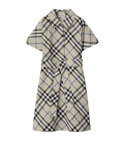 Burberry Kids'  Childrens Check Cotton Shirt Dress In Lichen